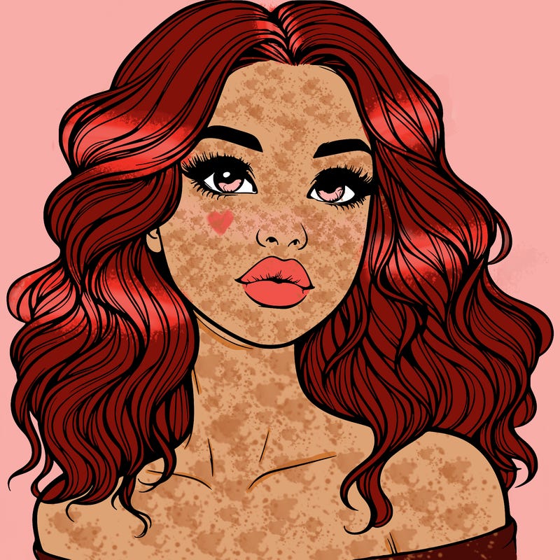 realistic girl with wavy hair and lips