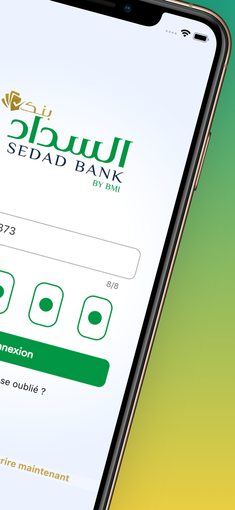 Sedad Bank by BMI mobile application login screen on an iPhone