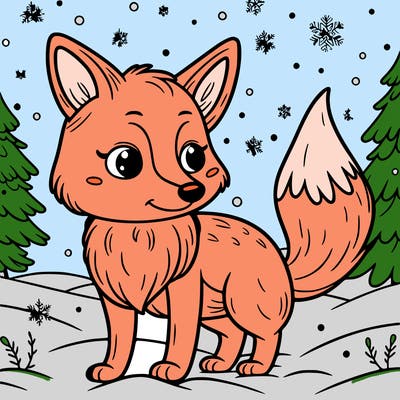 a fox in the snow
