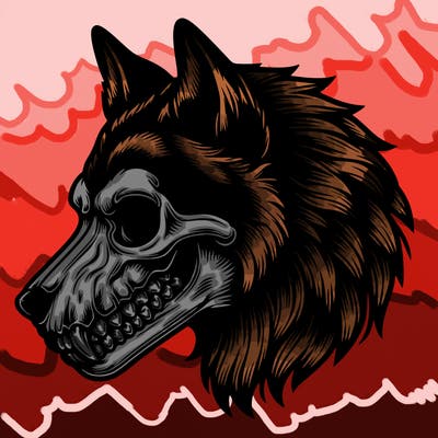 realistic wolf with skull face