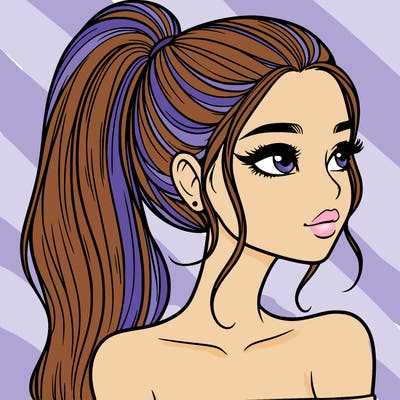a beautiful and realistic girl with a high pony tail