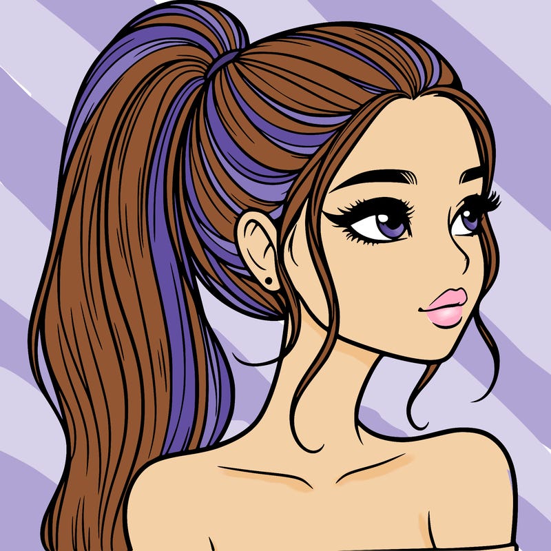 a beautiful and realistic girl with a high pony tail