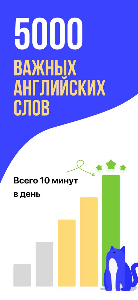 English language: Learn Fast! - Gráfico mostrando o aprendizado de 5.000 palavras em inglês em 10 minutos por dia