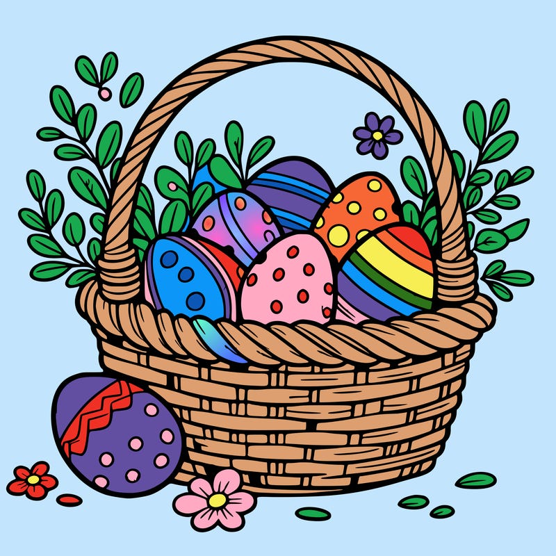 basket filled with easter eggs