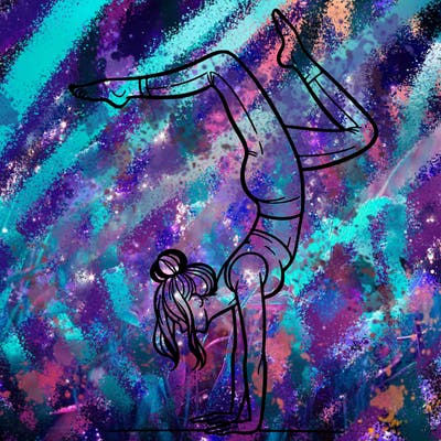 a woman doing a handstand