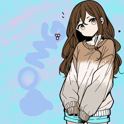 manga teen girl  in a sweater and baggy pants