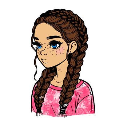 realistic girl with braids