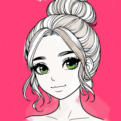 realistic pretty girl with hair in bun