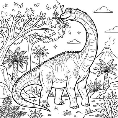 Embark on a creative journey to the Late Cretaceous period with this magnificent Argentinosaurus coloring page. Designed with seniors in mind, its large, clear outlines provide a relaxing and rewarding artistic experience.