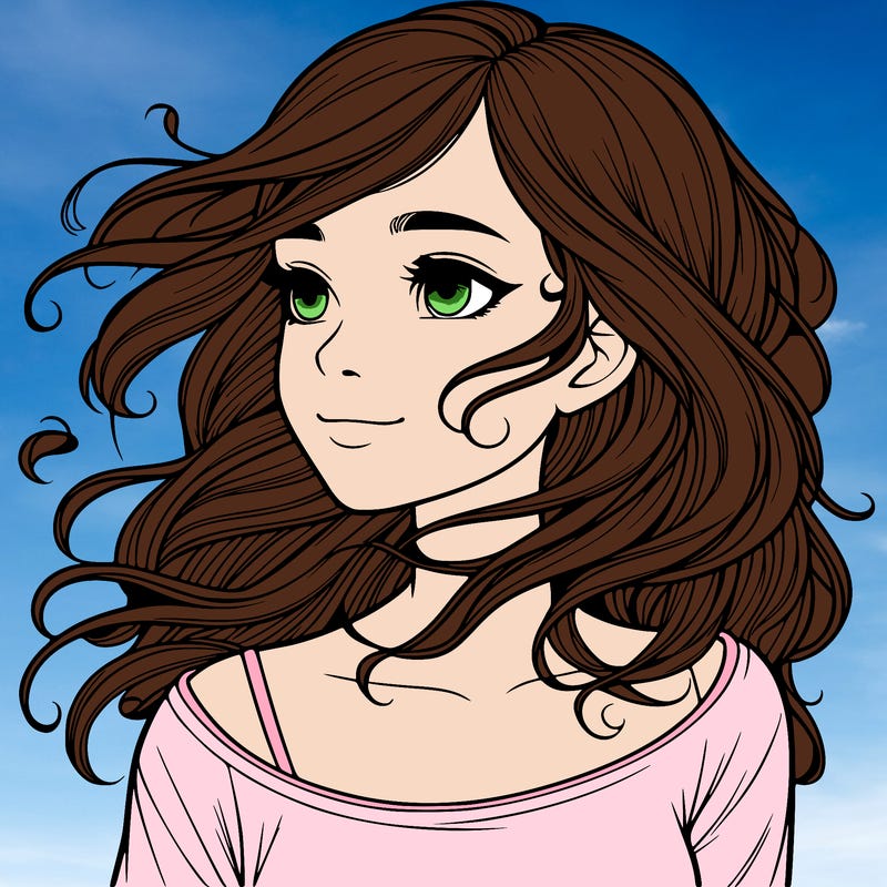 realistic girl wind in her hair