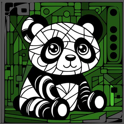 panda painting a large picasso painting