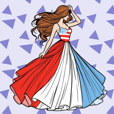 realistic woman with dress flowing in the wind