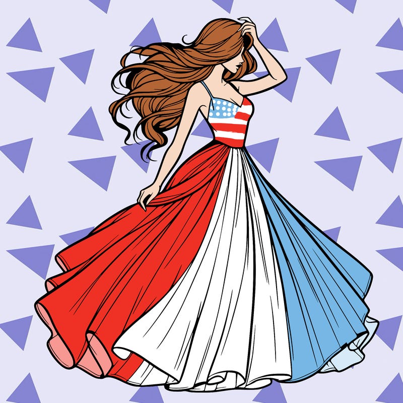 realistic woman with dress flowing in the wind