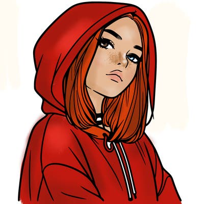 a realistic girl in a hoodie