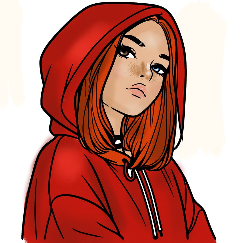 a realistic girl in a hoodie