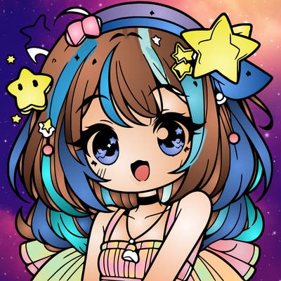 cute anime girl with star accessories