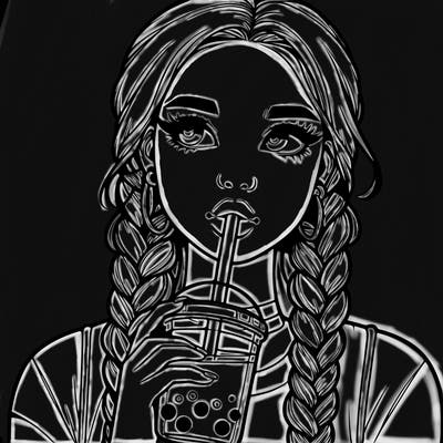 realistic girl with braided hair drinking boba