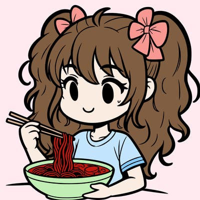 a girl eating ramen
