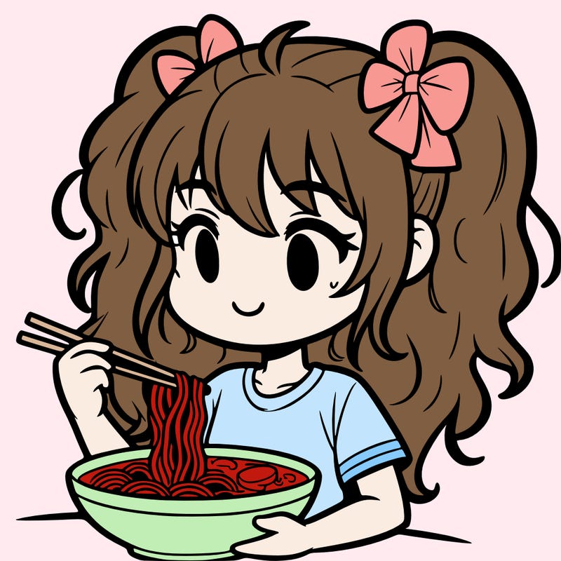 a girl eating ramen