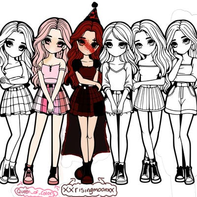 a group of girls realistic