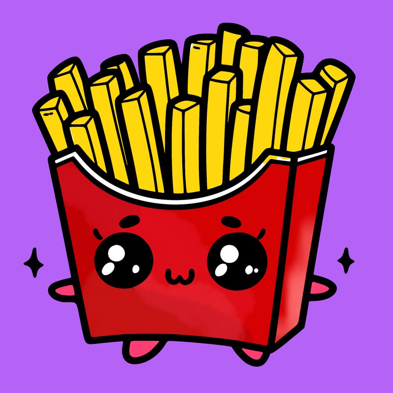 a cute. french fries