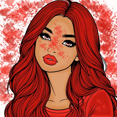 realistic girl with hair on her hair and lips