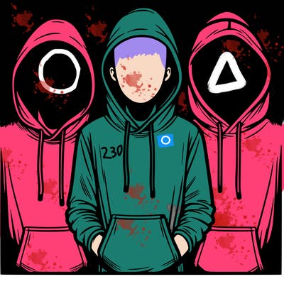 3 faceless people in  hoodies