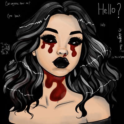 realistic girl with wavy hair and lips