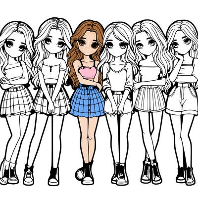 a group of girls realistic