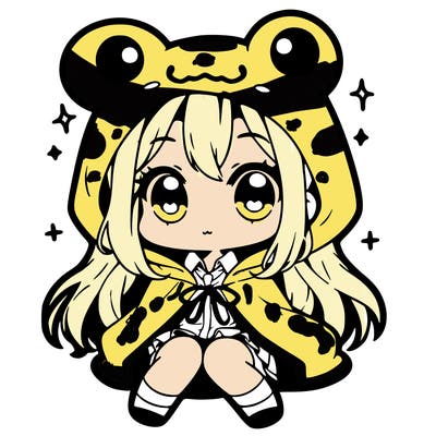 chibi girl with frog hoodie