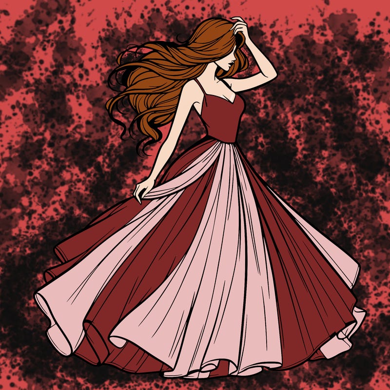 realistic woman with dress flowing in the wind