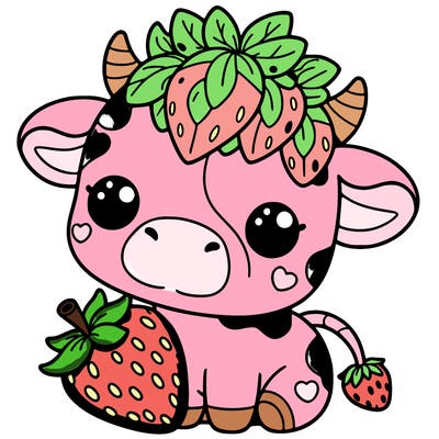 cute strawberry cow