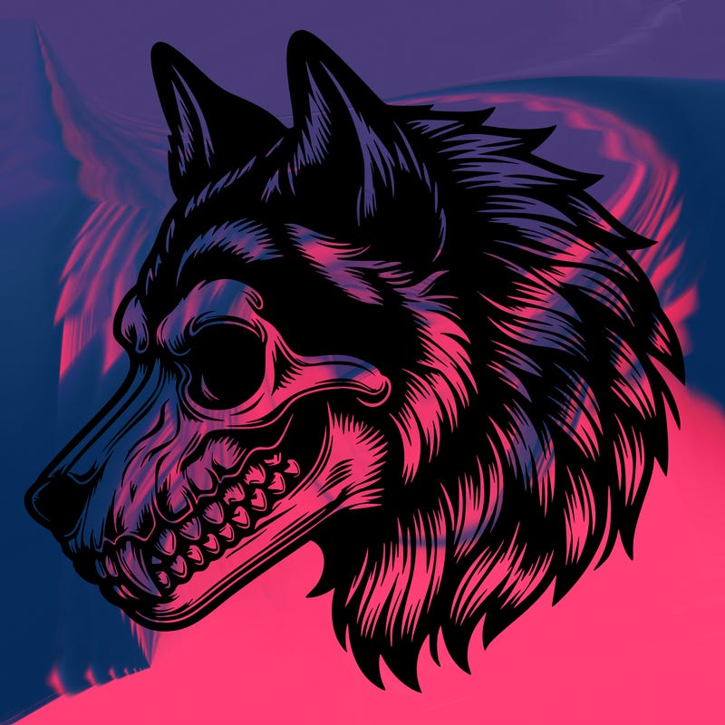 realistic wolf with skull face