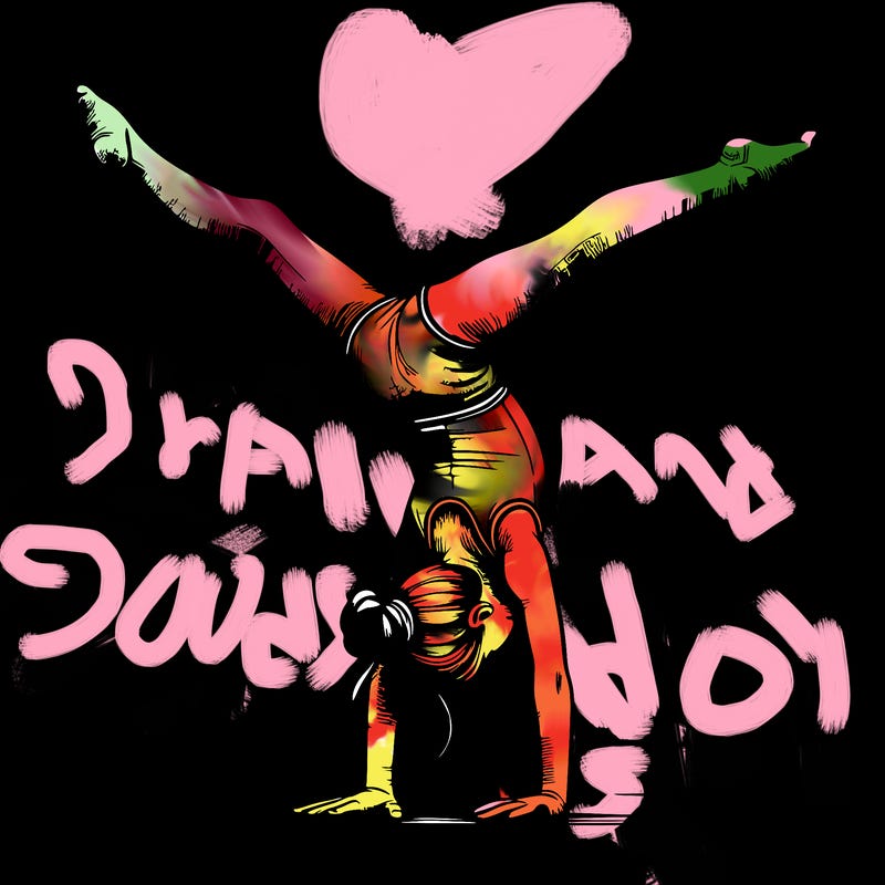 realistic gymnastic hand stand girl in four splits