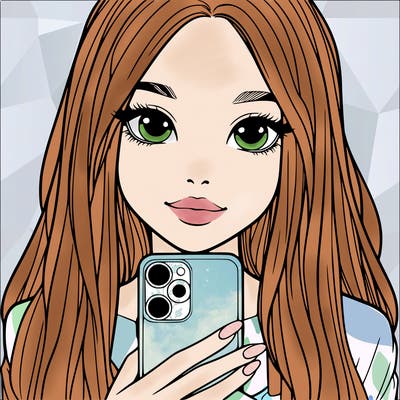 realistic girl with a phone