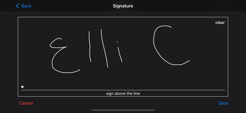 Digital signature capture screen for pilot endorsements in Logbook Pro