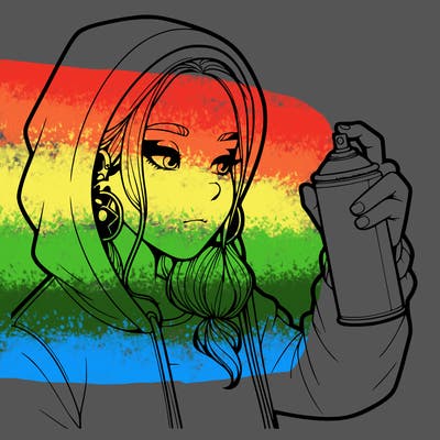 a realistic girl, spray painting