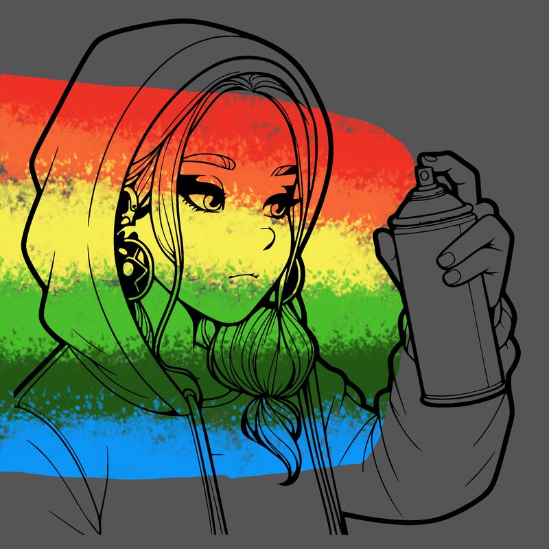 a realistic girl, spray painting