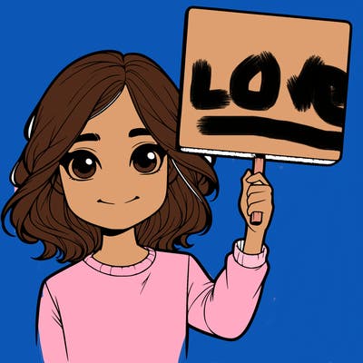 realistic girl holding up a sign