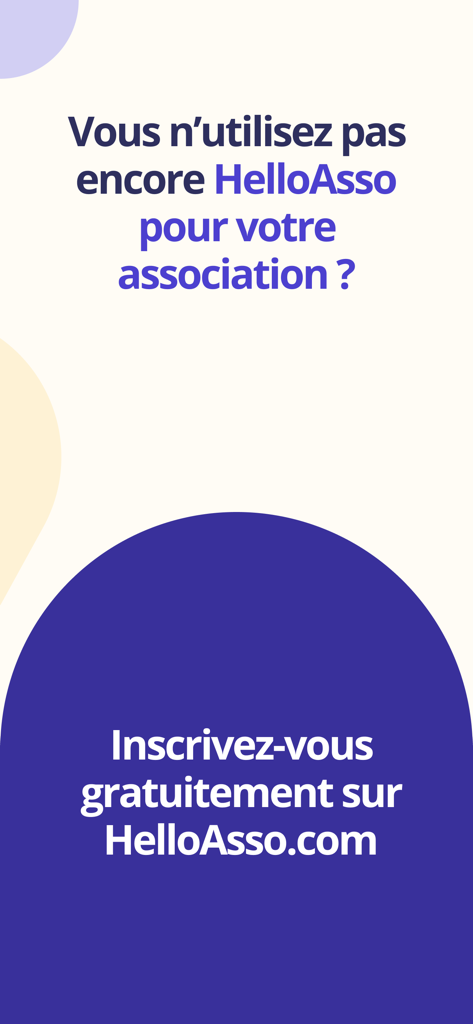 HelloAsso - A promotional screen inviting associations to sign up for free on the HelloAsso website