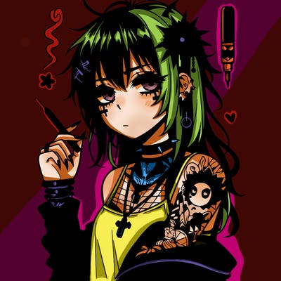 pretty and edgy gothic anime girl