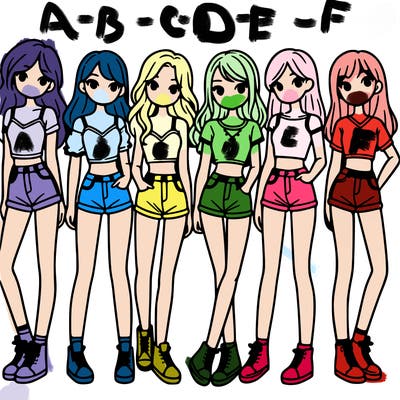 a group of girls wearing crop tops and shorts