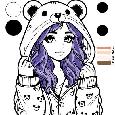 realistic girl in a animal pjs hoodie