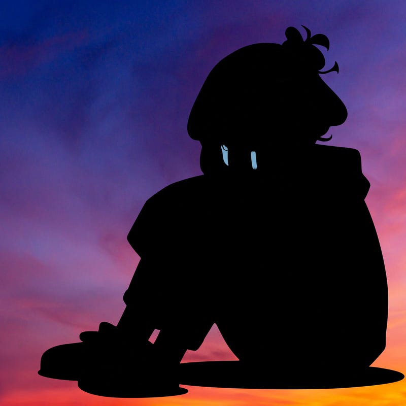 sad anime girl sitting alone