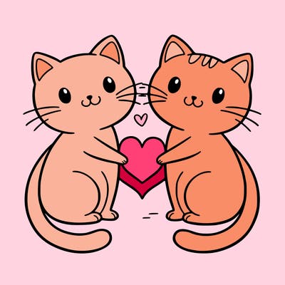 2 cats making a heart with their tails