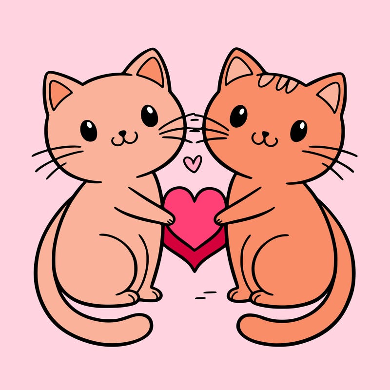 2 cats making a heart with their tails