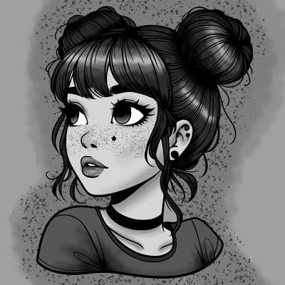 realistic girl with spacebuns