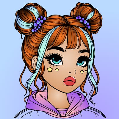 realistic girl with space buns