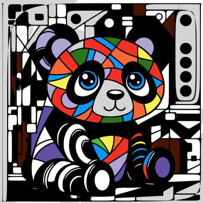 panda painting a large picasso painting