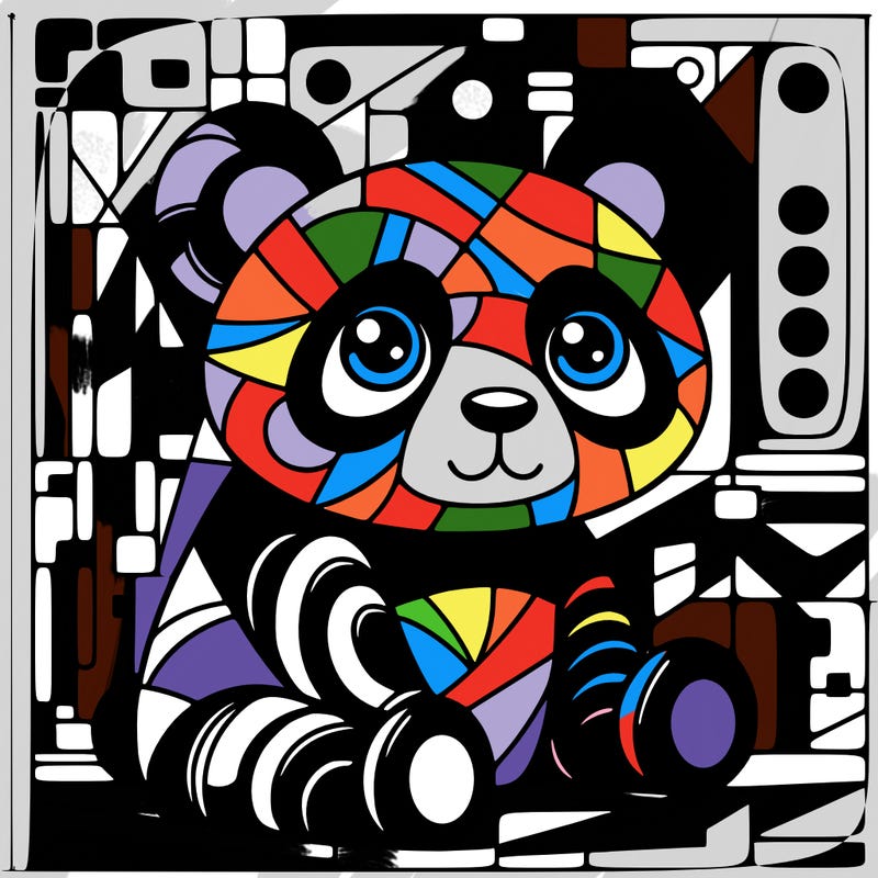 panda painting a large picasso painting